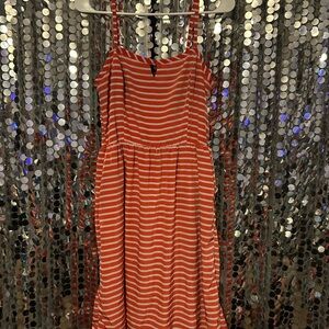 Old Navy Orange and White Striped Midi Dress